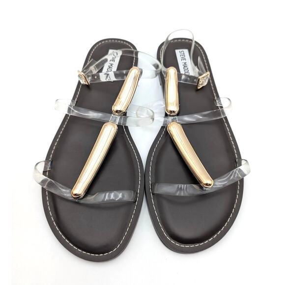 Steve Madden Alma Gladiator Sandal Buckle Strap Women's Clear Size US10M EU41 - Picture 3 of 13
